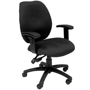 Sabina Typist Chair M/B & Arms in Black Fabric with 5 Yr Warranty, Each