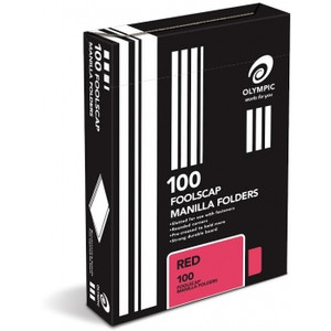 Olympic Manilla Folder Foolscap Red, Box of 100 (193861) ** ETA 2/6/2026 **