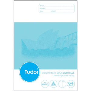 Olympic NSW Student Book NPT12 250 x 175mm 64 Page 12mm Botany Light Blue, Single Ruled (197705)