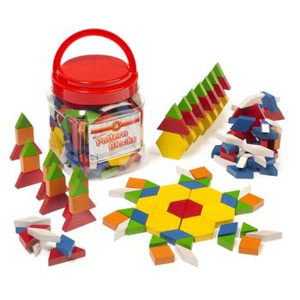 WOODEN PATTERN BLOCKS JAR OF 126