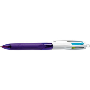 BIC 4 COLOUR GRIP PEN Fashion Green Blue Pink Purple Box of 10 954305