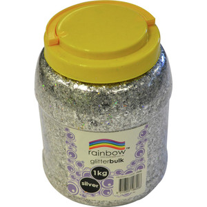 RAINBOW GLITTER BULK 1 KG JAR Silver