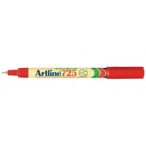 ARTLINE 725 SUPER FINE PERMANENT MARKER 0.4mm Bullet Red, Bx12