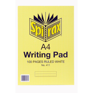 SPIRAX 411  WRITING PAD BANK A4 100Pg Ruled White
