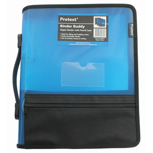 BINDER BUDDY WITH ZIPPER 25MM 2 RING WITH HANDLE, PENCIL CASE, POCKETS - BLUE