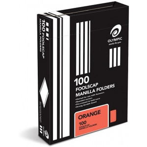OLYMPIC MANILLA FOLDERS Foolscap, Orange Bx100