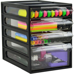 ITALPLAST 4 Drawer Office Organiser - Black, Each