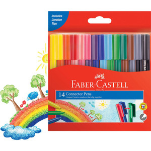 Faber-Castell Connector Pen Colour Markers, Assorted Pack of 14 Art Set