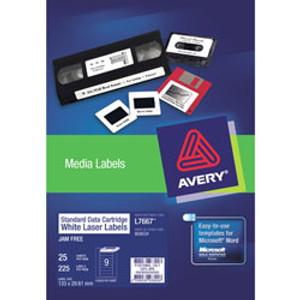 AVERY L7667 MEDIA LASER LABELS Std Data Cartridge 133x29.61 Pack of 225