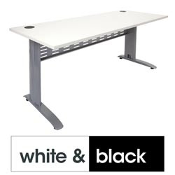 RAPID SPAN DESK 1200(W) X 700(D) X 730(H) PERFERATED MODESTY PANEL WHITE TOP / BLACK SPAN LEGS