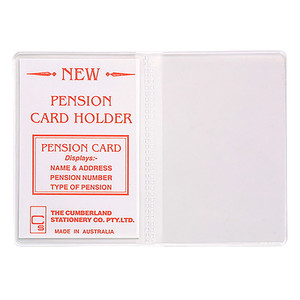 PENSION CARD HOLDER 2 CLEAR POCKETS 100 X 70MM PK 10