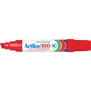 ARTLINE 100 PERMANENT MARKERS Large Chisel Red Bx6