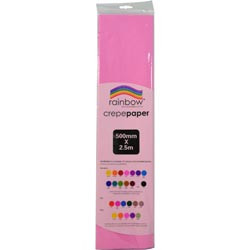 RAINBOW CREPE PAPER 500mmx2.5m Pink, Pk12