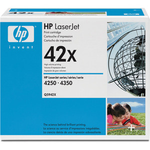 HP 42X HIGH YIELD BLACK ORIGINAL LASERJET TONER CARTRIDGE 20k (Q5942X) Suits HP LaserJet 4250 / 4350