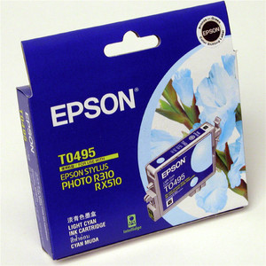 EPSON T0495 ORIGINAL LIGHT CYAN INK CARTRIDGE Suits Stylus Photo R210/310/RX510/RX630