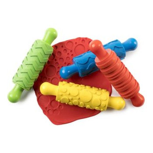 RUBBER PATTERNED ROLLING PINS SET OF 4