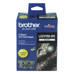 BROTHER LC-67 ORIGINAL BLACK TWIN PACK HIGH YIELD INK CARTRIDGE Suits Brother DCP 6690CW / MFC 5890CN / 6490CW / MFC 6890CW *** While Stocks Last *** (Pack of 2)