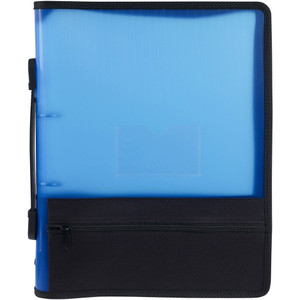 MARBIG ZIPPER BINDER 25MM 2O W/STORAGE BLUE