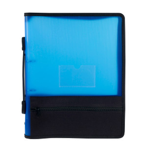 MARBIG ZIPPER BINDER 25MM 2O W/STORAGE BLUE