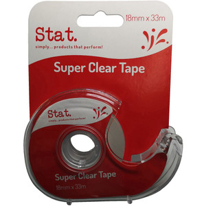 STAT TAPE DISPENSER 18mmx33m Super Clear