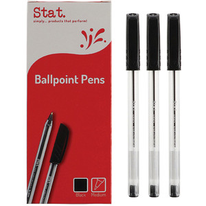 STAT BALLPOINT PEN STICK 1.0MM Black (Each)