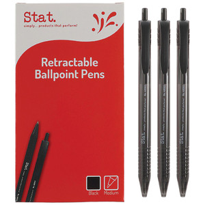 STAT BALLPOINT PEN RETRACTABLE 1.0mm Black (Each)