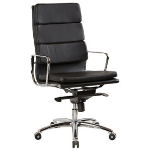 FLEX1H BLACK LEATHER CHAIR HIGH BACK with Fixed Arms