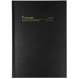 COLLINS #34M FINANCIAL YEAR DIARY A4 Week To Opening 1Hr Black (2026-2027)