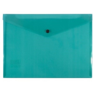Bantex Transparent Document Wallet PP A4 Button Closure - Green (34043)