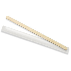 WOODEN COFFEE STIRRERS INDIVIDUALLY WRAPPED 140MM x 5mm (BOX 1000)