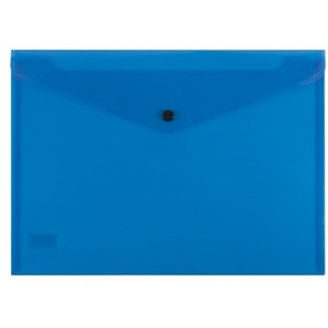 Bantex Transparent Document Wallet PP A4 Button Closure - Blue (34042)