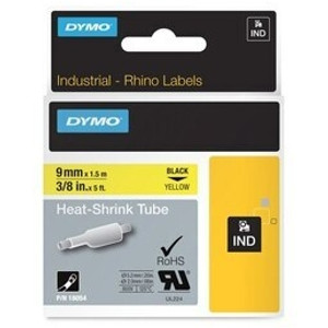 DYMO RHINO HEAT SHRINK TUBE 9MM X 1.5M YELLOW