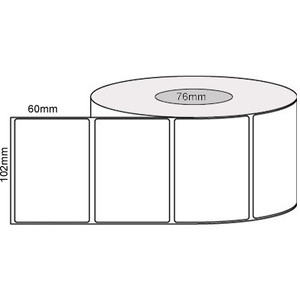 White Direct Thermal Labels Permanent Adhesive 102mm x 60mm 76mm Core Roll of 2000