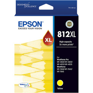 EPSON 812XL YELLOW INK CARTRIDGE YIELD 1100 PAGES (EPSON WF3820, EPSON WF3825, EPSON WF4830, EPSON WF4835, EPSON WF7830, EPSON WF7840, EPSON WF7845)