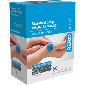 AEROPLAST Premium Visual Strip 7.5 x 2.5cm (Extra Wide), Box of 50