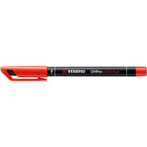 STABILO OHPEN UNIVERSAL OVERHEAD PROJECTOR PEN PERMANENT FINE RED BOX OF 10