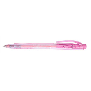 STABILO 308 LINER RETRACTABLE BALLPOINT PEN MEDIUM PINK BOX 10
