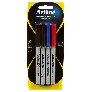 ARTLINE 250 PERMANENT MARKER ASSORTED (Pack of 4)