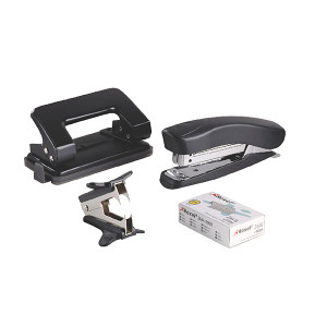 REXEL STAPLER/PUNCH DESKTOP KIT BLACK