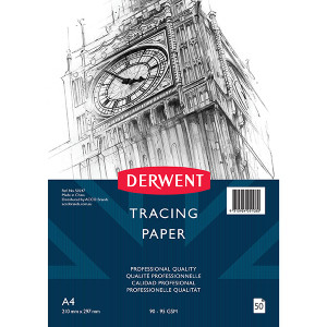 DERWENT TRACING PAPER PAD 90-95GSM A4 PAD 50 SHEET