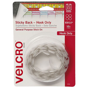 VELCRO HOOK ONLY DOTS 16MM WHITE 100 PACK