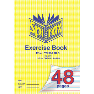 SPIRAX 205 EXERCISE BOOK A4 12MM RULED YEAR 3&4 48PG 70gsm