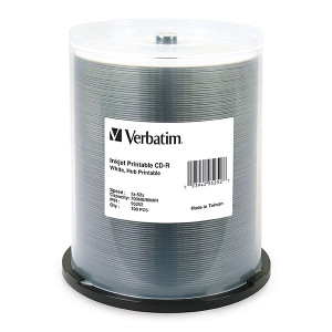 VERBATIM RECORDABLE CD'S CD-R 80Min 52X Wide IJ Pk100