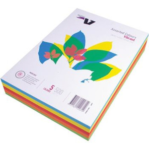 VICTORY COLOURS ASSORTED PAPER A4 5 X VIBRANT COLOURS ASSTD PK500