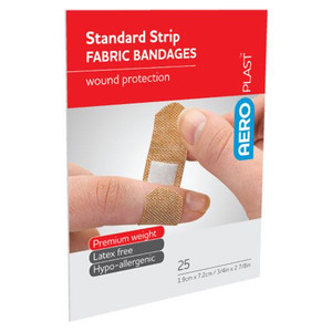 AEROPLAST Premium Fabric Standard Strip 7.2 x 1.9cm, Pack of 25