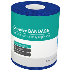 AEROBAN Blue Cohesive Bandage 5.0cm x 4.5M, Pack of 12