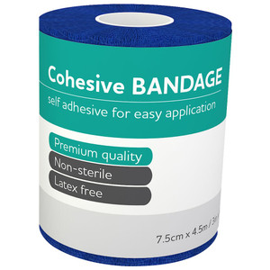 AEROBAN Blue Cohesive Bandage 7.5cm x 4.5M, Pack of 12