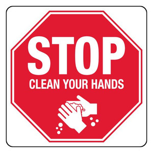 Poly Clean Hands Stop Sign 30 x 30cm, Each