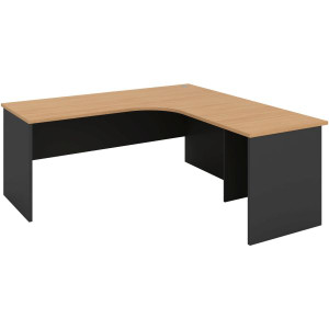 WORKSTATION RADIAL 2 PIECE 1800(W) x 1800(W) x 700(D) x 720H BEECH / CHARCOAL