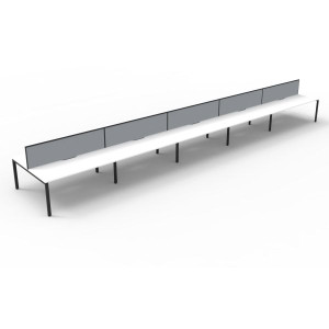 Deluxe Profile Workstation 10 Person With Screen 1800Wx750D White Top Black Double Frame